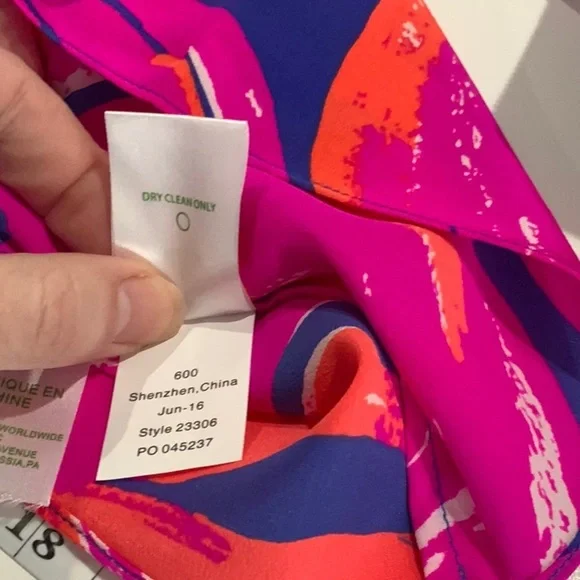 Lily Pulitzer Silk Flamingo One Shoulder Blouse C4 - Picture 9 of 11